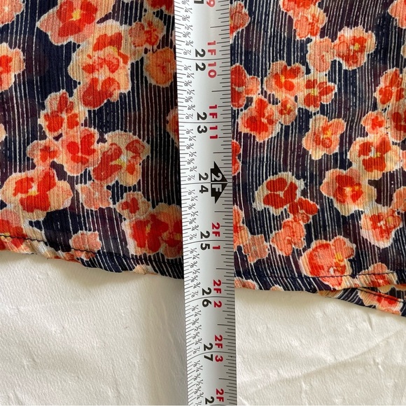 Torrid Women’s Size 1X orange blue white 3/4 sleeves sheer blouse polyester - Picture 9 of 9